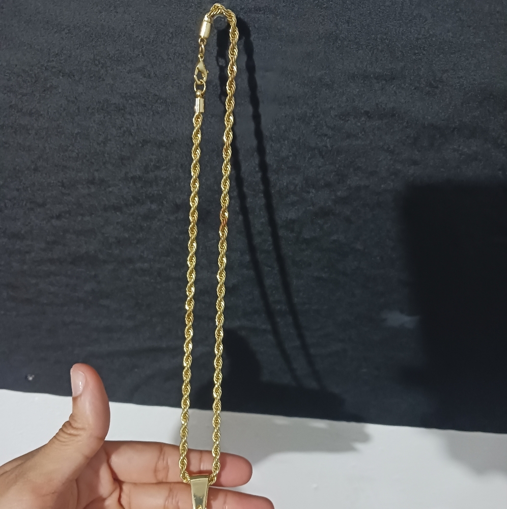 Men gold star rhinestone bling necklace - Picture 5 of 7